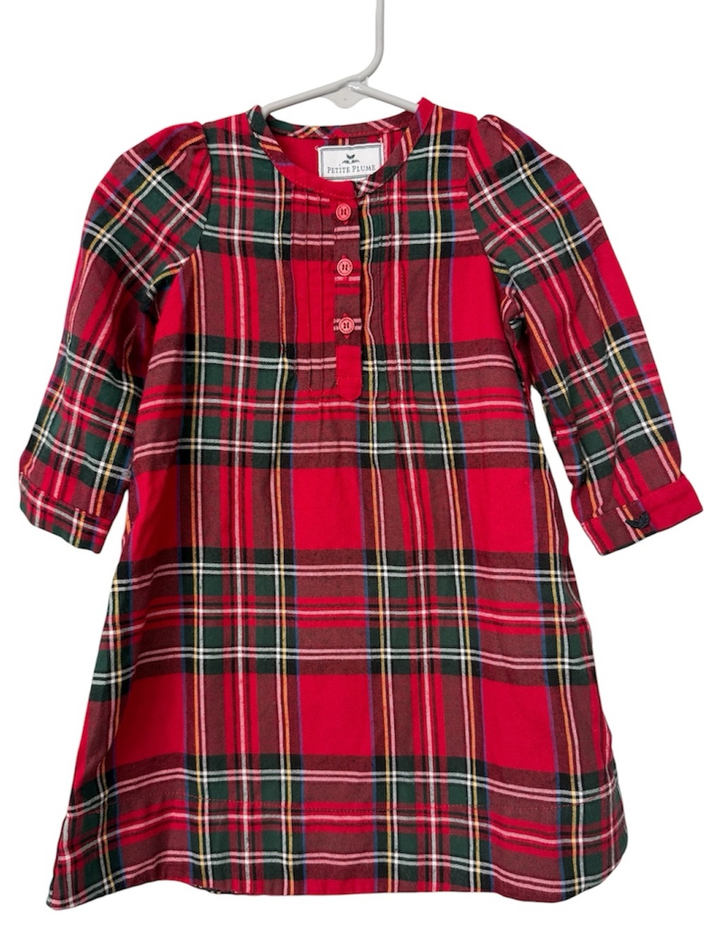 Petite Plume Girls Plaid Flannel dress Holiday 6-12 months